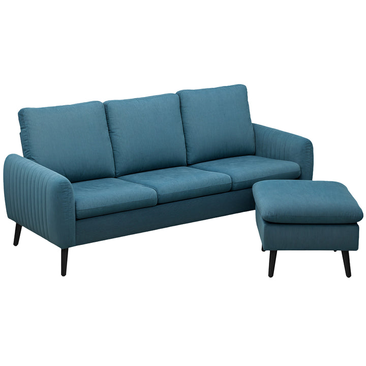 Corner Sofa with Reversible Chaise Lounge, Corduroy Fabric 3 Seater Sofa Settee for Living Room, L Shaped Couch with Scatter Back, Left/Right Hand