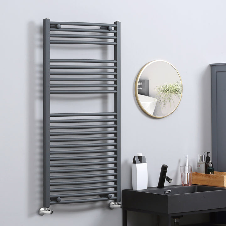 Straight Heated Towel Rail, Hydronic Bathroom Ladder Radiator Towel Warmer For Central Heating 600mm x 1200mm, Grey