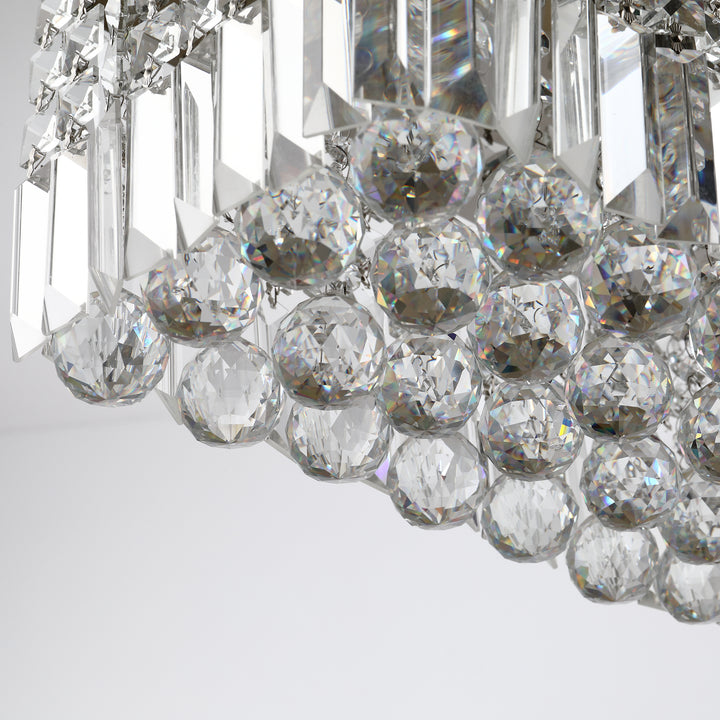 Modern Crystal Ceiling Light Square Crystal Chandelier for Living Room, Dining Room, Hall, E14 Base, Silver, 80 x 25 x 23cm