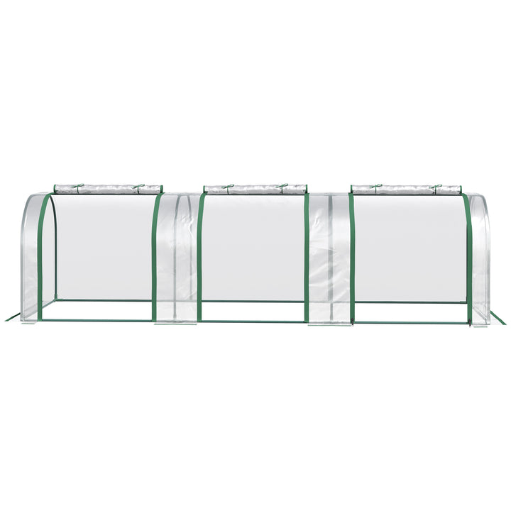 PVC Tunnel Greenhouse Green Grow House Steel Frame for Garden Backyard with Zipper Doors 295x100x80 cm, Clear