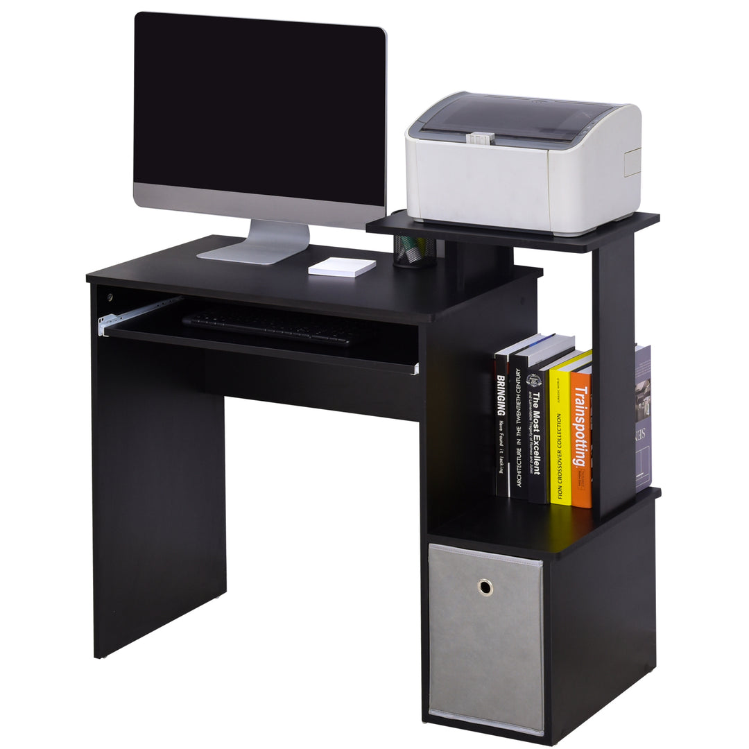 Computer PC Desk with Sliding Keyboard Tray Storage Drawer Shelf Home Office Workstation Gaming Study Wooden Black