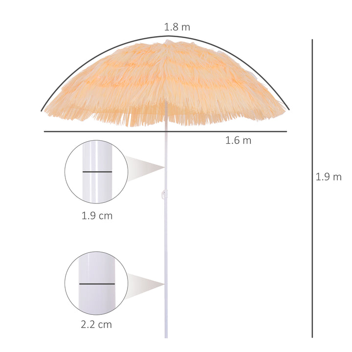 Outsunny Patio Garden Hawaii Beach Sun Umbrella Sunshade Hawaiian Folding Tilting Crank Parasol (Wheat)