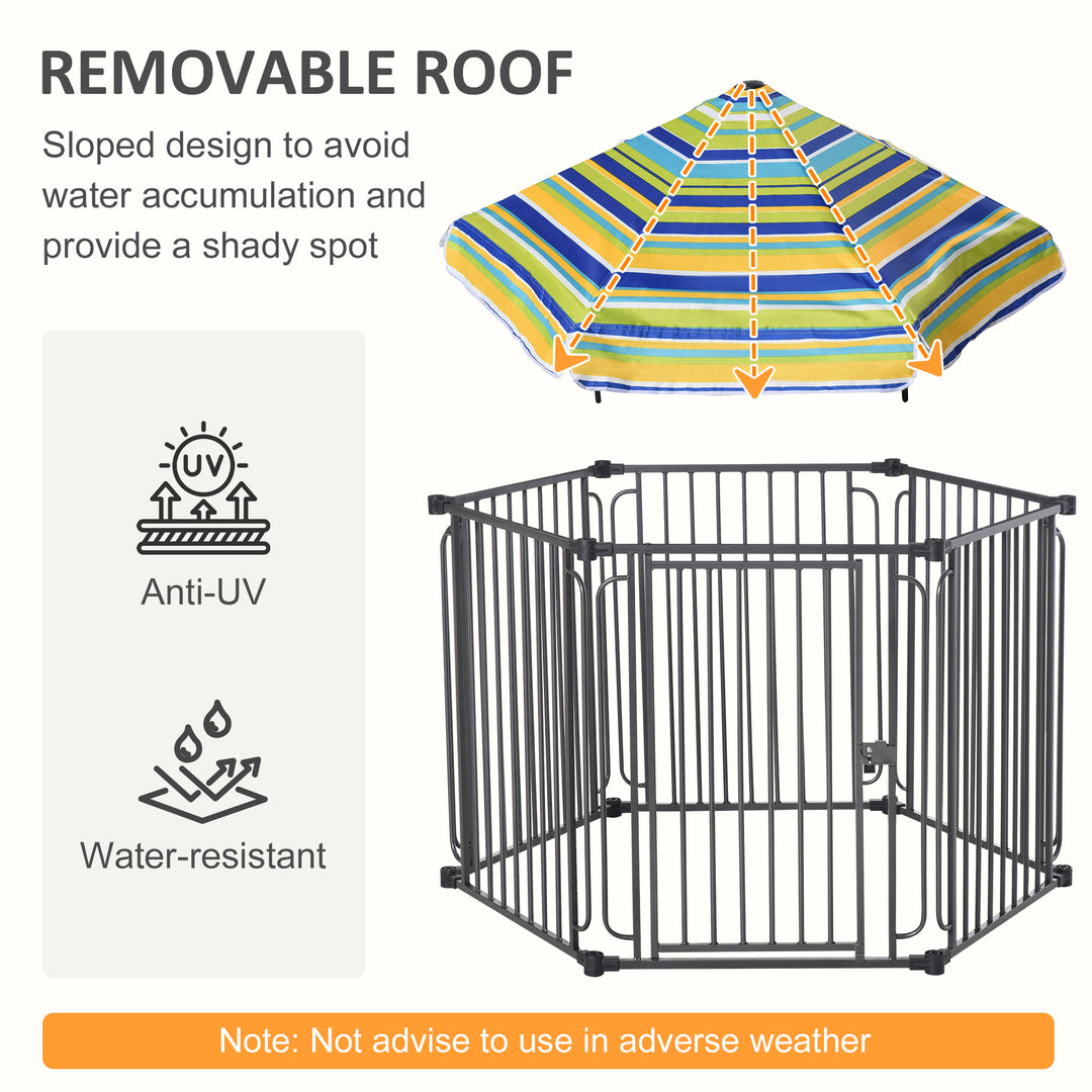 PawHut Heavy-Duty Outdoor Pet Cage Kennel with Weather-Resistant Polyester Roof, Locking Door, &amp; Metal Frame 122cmx105cmx119cm
