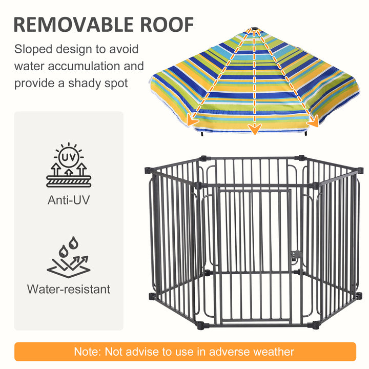 PawHut Heavy-Duty Outdoor Pet Cage Kennel with Weather-Resistant Polyester Roof, Locking Door, &amp; Metal Frame 122cmx105cmx119cm