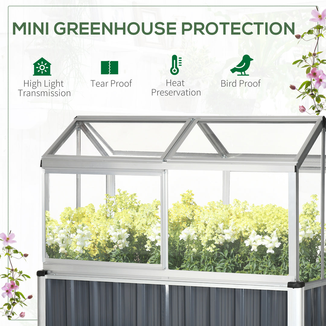 Galvanised Steel Raised Beds for Garden with Greenhouse, Raised Planters with Cover and Openable Windows