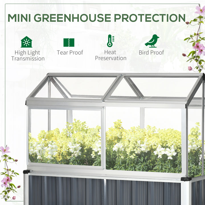 Galvanised Steel Raised Beds for Garden with Greenhouse, Raised Planters with Cover and Openable Windows