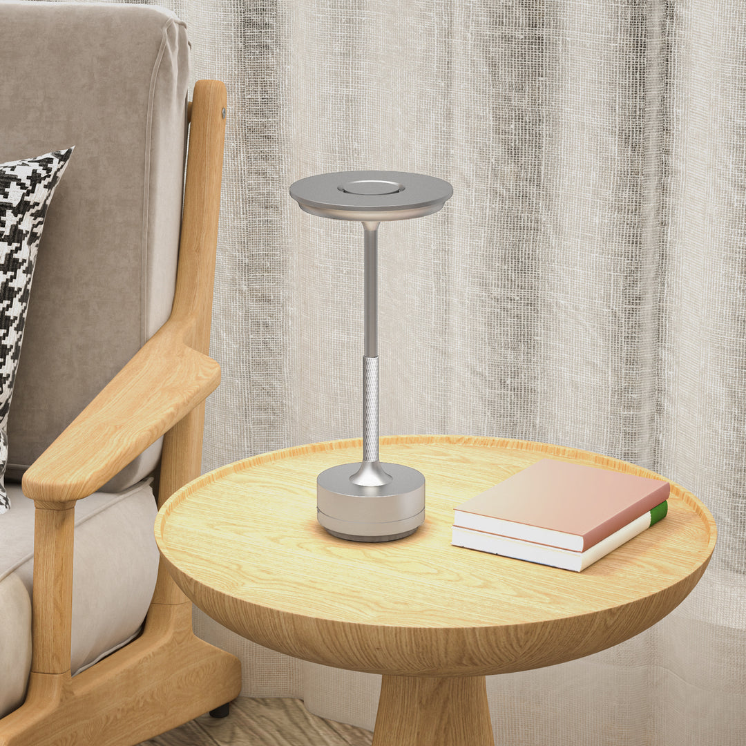 Cordless Table Lamp, Touch LED Desk Lamp with 4000mAh Rechargeable Battery, Silver