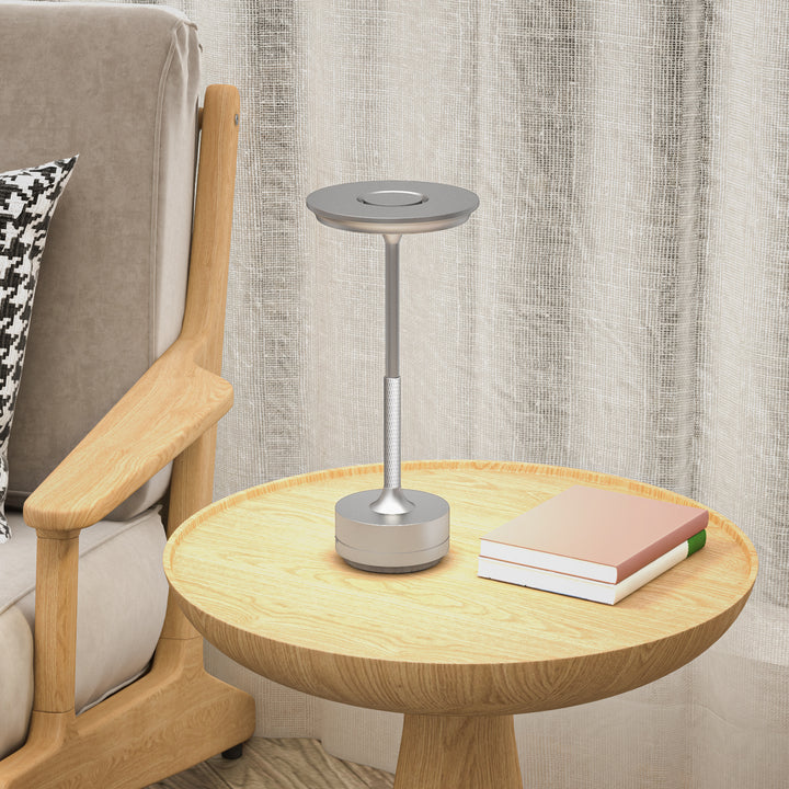 Cordless Table Lamp, Touch LED Desk Lamp with 4000mAh Rechargeable Battery, Silver