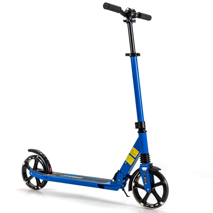 Folding Kick Scooter with Large Wheels for Age 8+ Kids- Blue