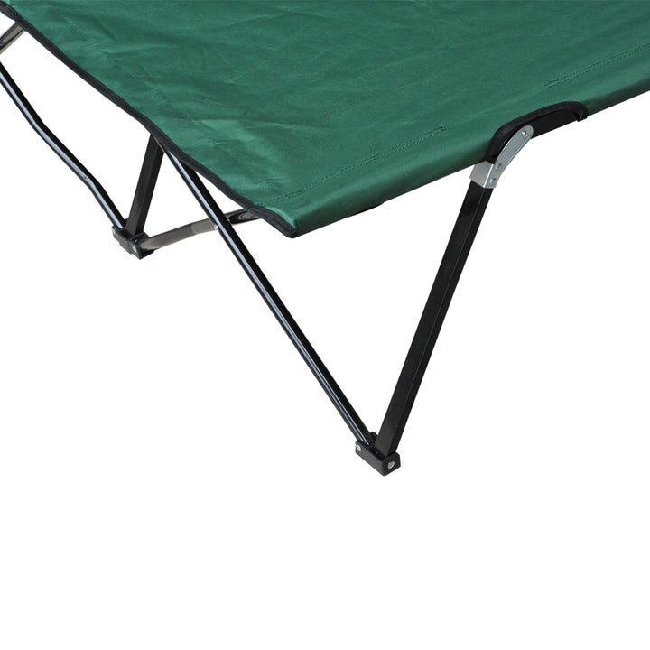 Double Camping Cot Foldable Sunbed Outdoor Patio Sleeping Bed Super Light w/ Carr Bag (Green)