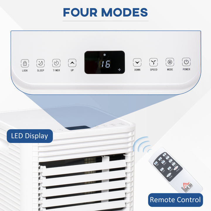 9000 BTU 4-In-1 Compact Portable Mobile Air Conditioner Unit Cooling Dehumidifying Ventilating w/ Fan Remote LED 24Hr Timer Auto Shut-Down