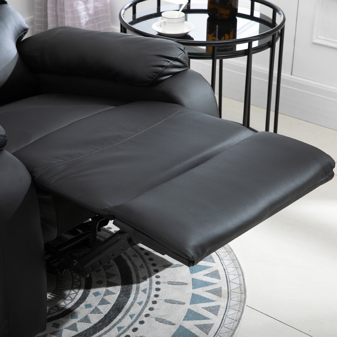 Reclining Chair with Padded Armrests and Retractable Footrest-Black