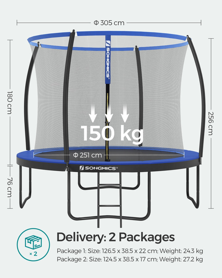 Garden Trampoline with Safety Net Enclosure