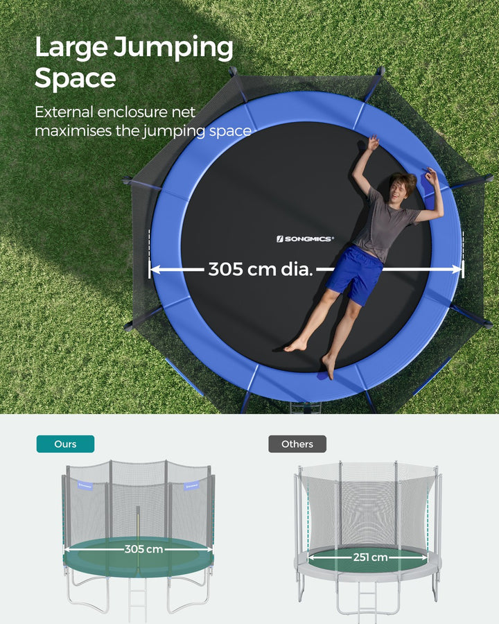 Trampoline w/ Safety Pad and Net Ladder