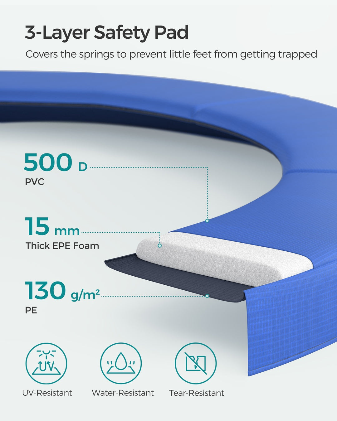 Trampoline w/ Safety Pad and Net Ladder