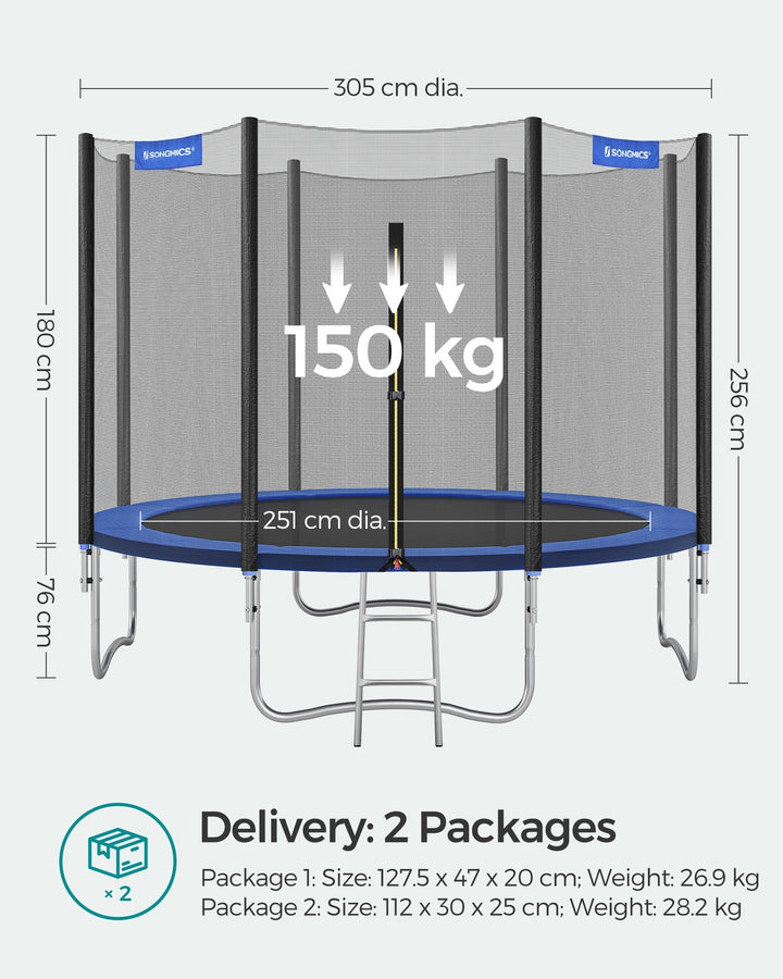 Trampoline w/ Safety Pad and Net Ladder