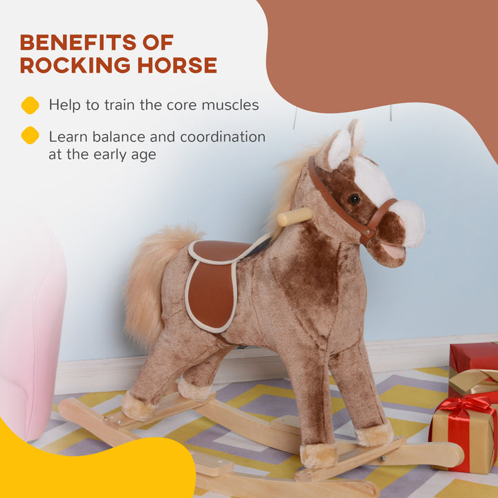 Kids Plush Rocking Horse-Brown