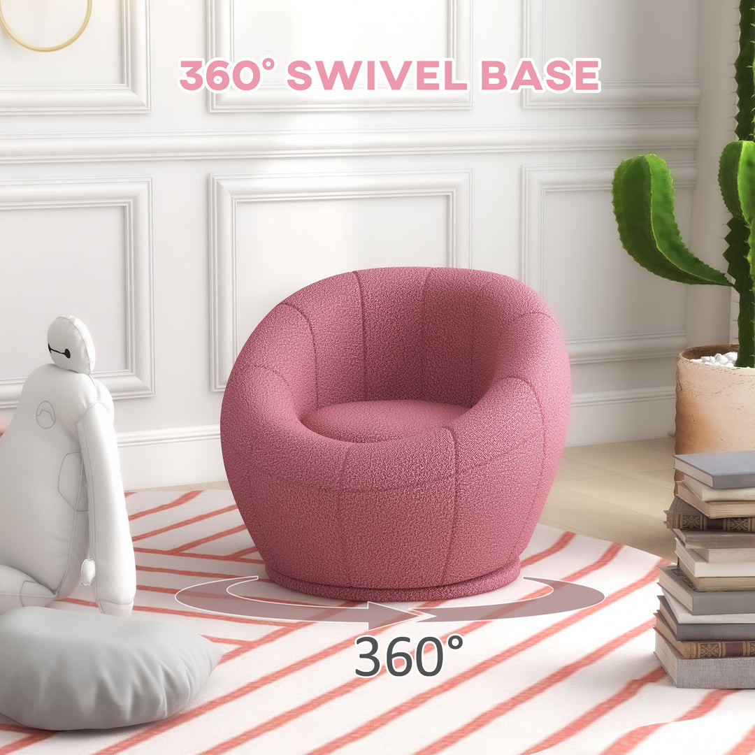 Modern Accent Chair, Swivel Upholstered Armchair-Pink