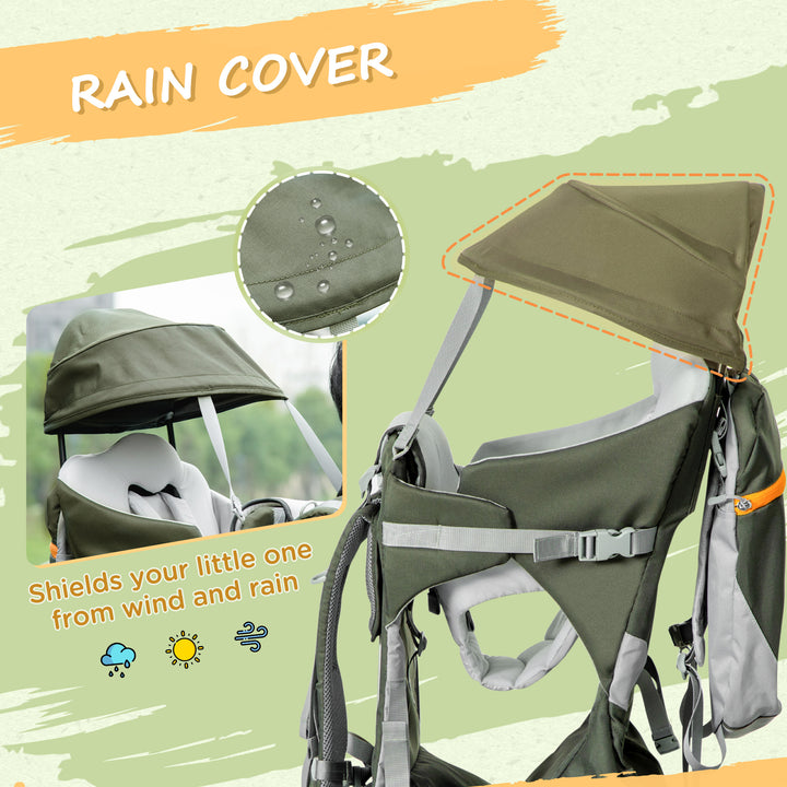 Toddler Hiking Backpack Carrier with Removable Small Bag, Outdoor Child Carrier with Stand, Rain Cover, Sunshade Shield, Adjustable Waist Belt