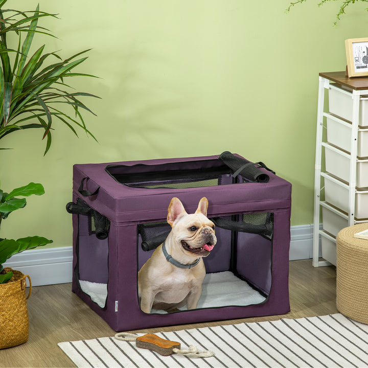 Pet Carrier Portable Cat Carrier Foldable Dog Bag for Miniature and Small Dogs, 69 x 51 x 51 cm, Purple