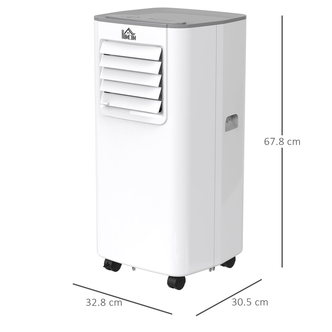 HOMCOM 5000 BTU 4-In-1 Compact Portable Mobile Air Conditioner Unit Cooling Dehumidifying Ventilating w/ Fan Remote LED 24hTimer Auto Shut Down White