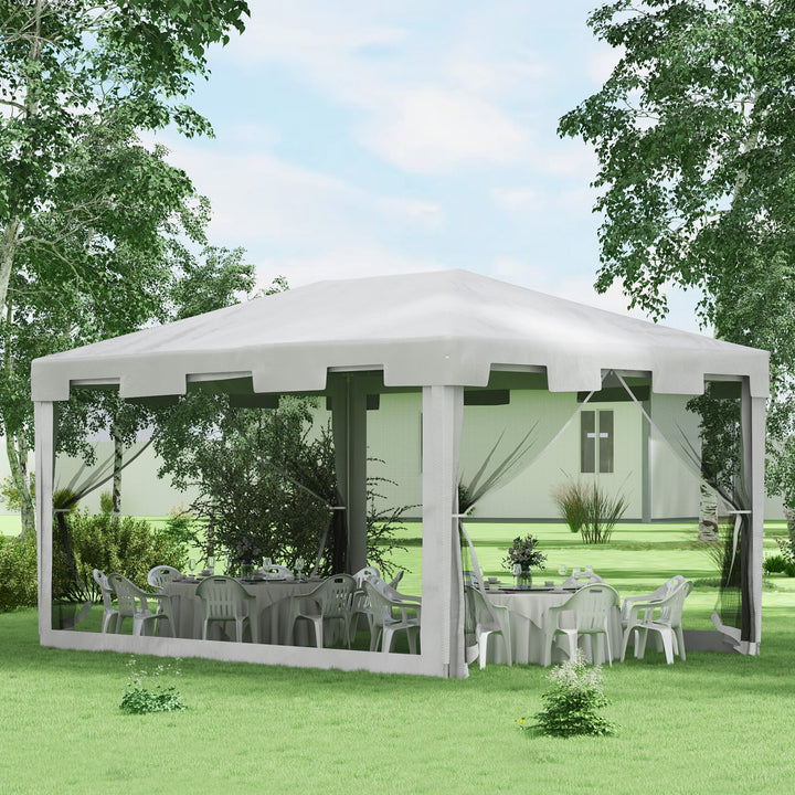 4x3 m Waterproof Gazebo W/Mesh Sides-White/Black