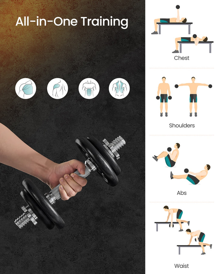 Adjustable Dumbbells Set with Extra Barbell Bar