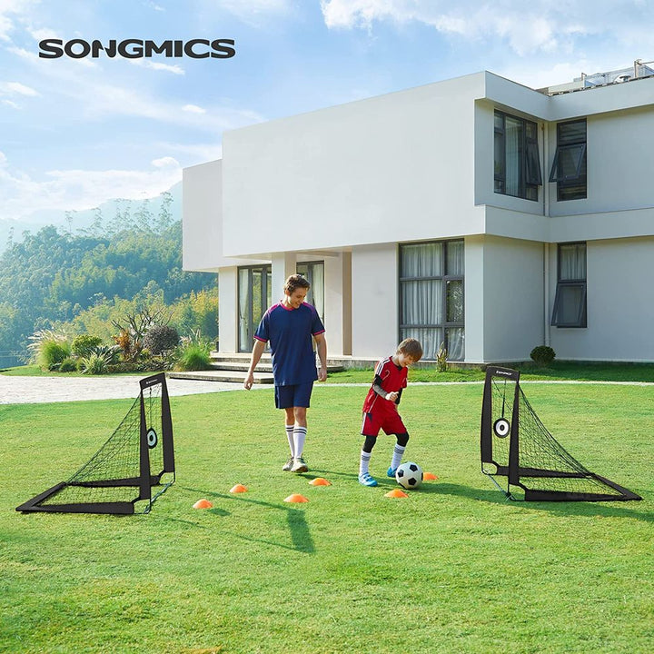 Set of 2 Kids Football Goals with Targets Blue