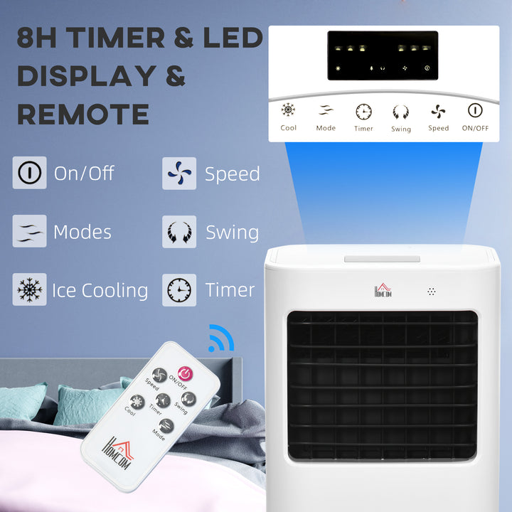 Air Cooler, Mobile Cooling Fan Humidifier Air Conditioner with 15L Water Tank, Oscillation, Remote, Timer, 32x37x74cm