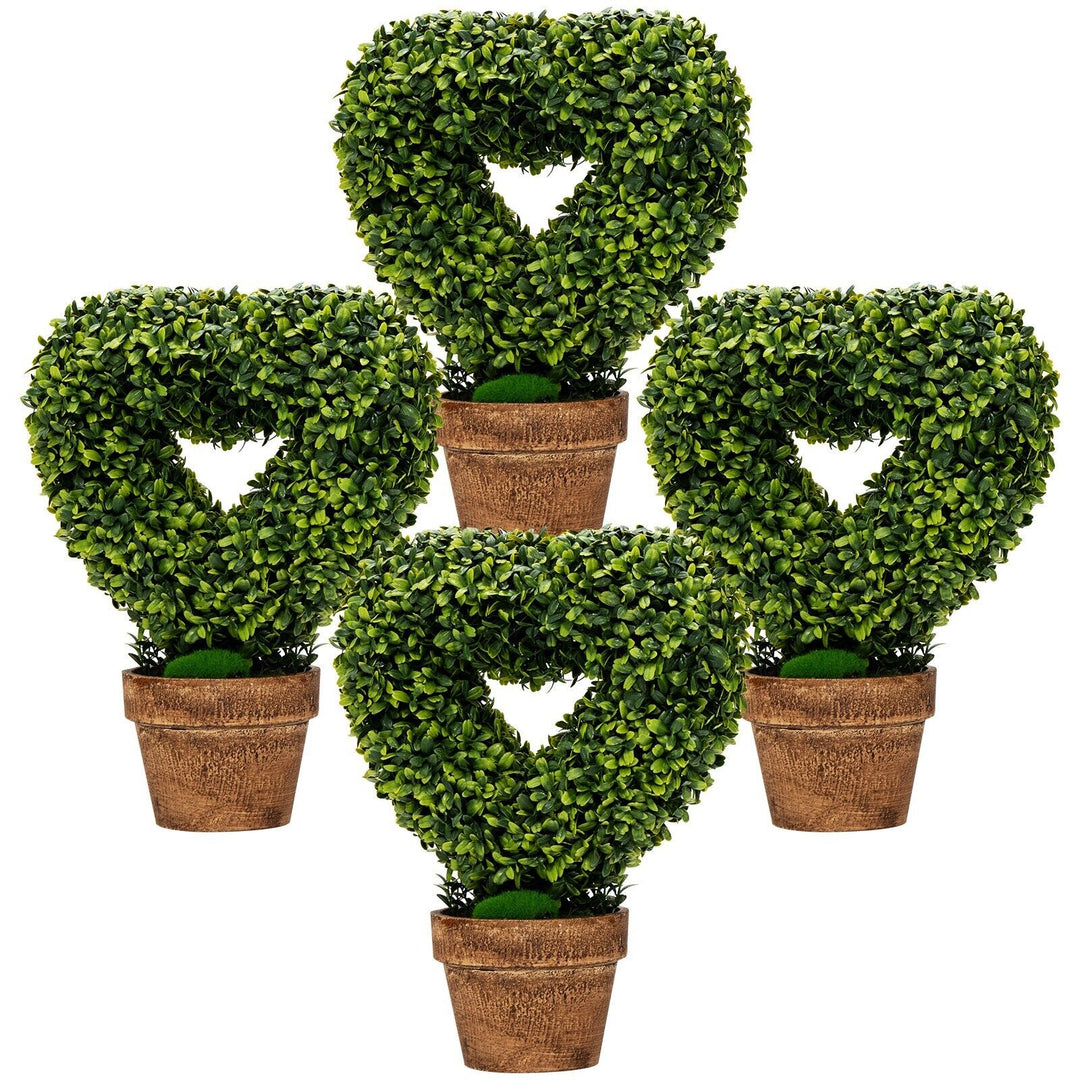 4 Pieces Heart-Shape Artificial Plant Set-Green