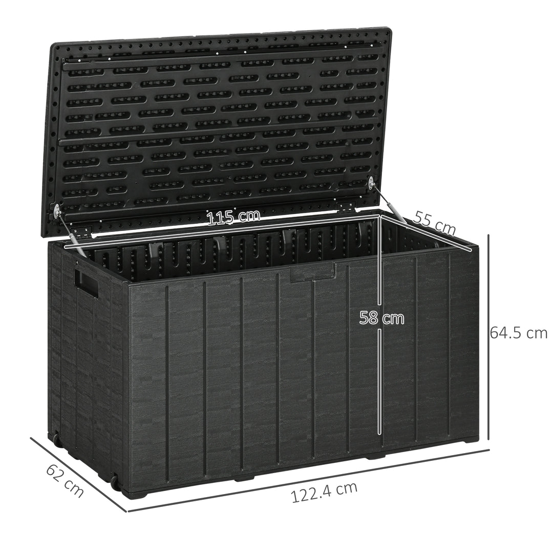 336 Litre Extra Large Outdoor Garden Storage Box, Double Wall Plastic Container - Black