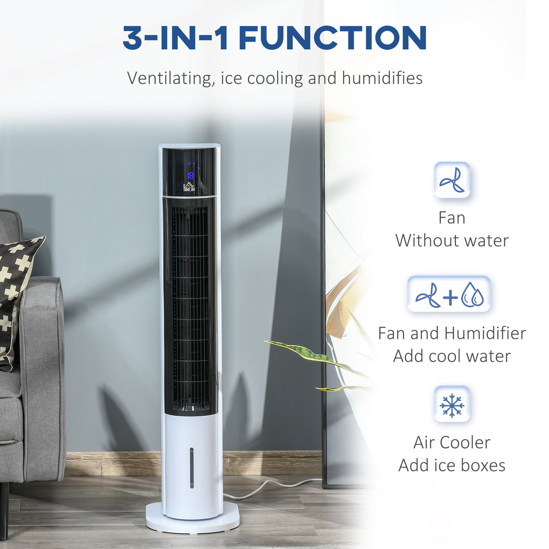 HOMCOM 41" Bladeless Air Cooler, Evaporative Ice Cooling Tower Fan Water Conditioner Humidifier Unit w/ 3 Modes, Remote Controller, Timer