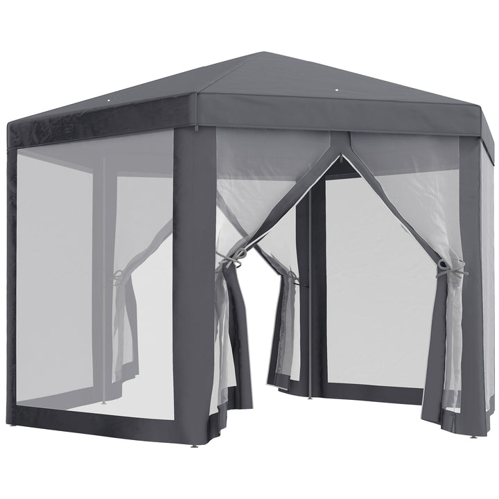 Outsunny 4M Canopy Rentals, Netting Party Tent Patio Canopy Outdoor Event Shelter for Activities, Shade Resistant, Grey