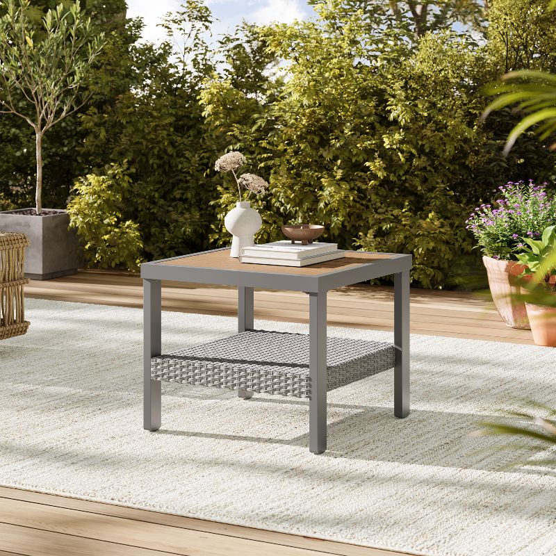 Sencillo Collection - 5 Piece Patio Furniture Set, 2 Lounge Chairs, 2 Ottomans, 1 Coffee Table