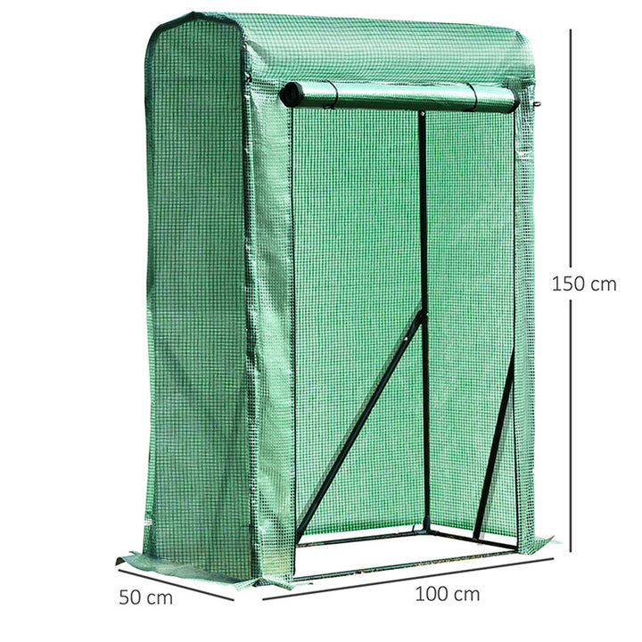 Outsunny Outdoor PE Greenhouse Steel Frame Plant Cover with Zipper 100L x 50W x 150HCM - Green