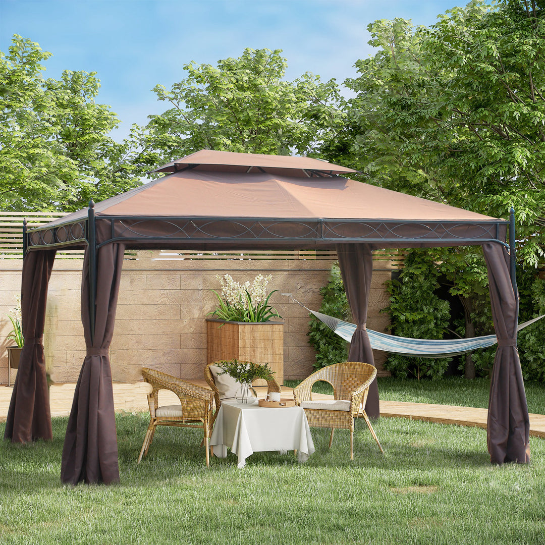 Outsunny 3 x 4m Garden Metal Gazebo Marquee Patio Party Tent Canopy Shelter with Sidewalls Pavilion New