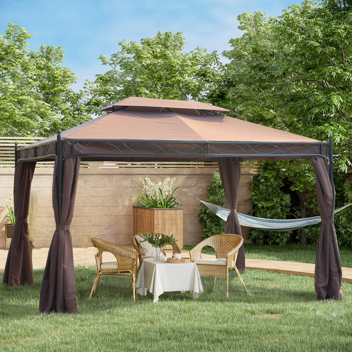 Outsunny 3 x 4m Garden Metal Gazebo Marquee Patio Party Tent Canopy Shelter with Sidewalls Pavilion New