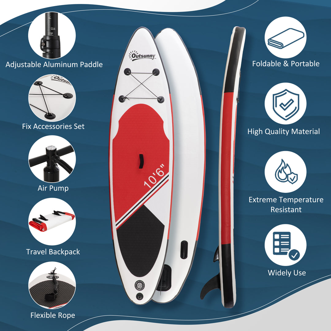 Inflatable Paddle Stand Up Board, Non-Slip Deck Board w/ Aluminium Paddle, ISUP Accessories, Carry Bag, 305L x 76W x 15Hcm - White