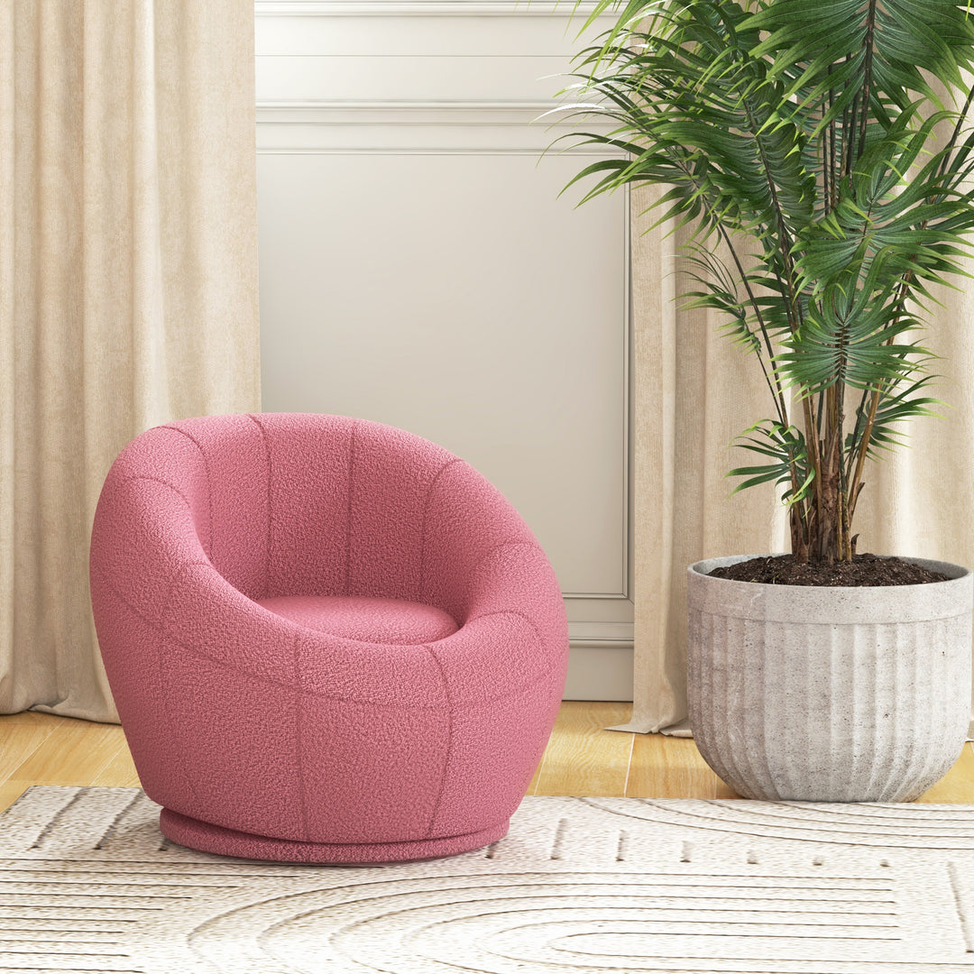 Modern Accent Chair, Swivel Upholstered Armchair-Pink