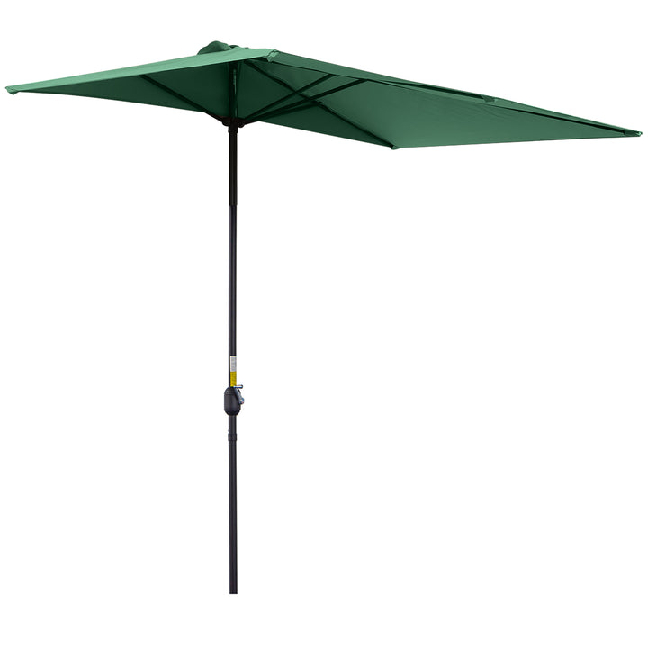 Outsunny Half Parasols Balcony Semi Round Umbrella Patio Crank Handle (2.3m, Green)- NO BASE INCLUDED