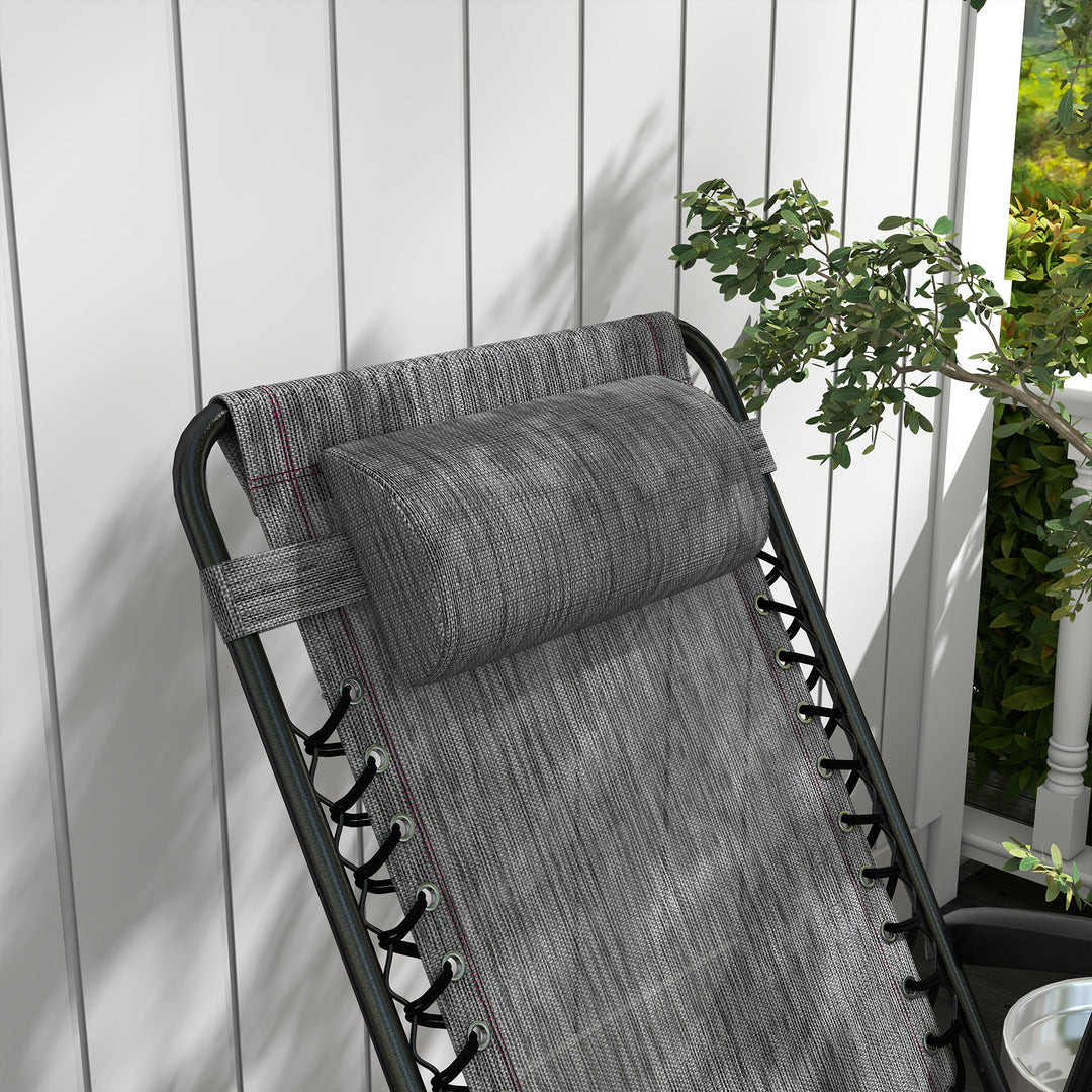 Garden Rocking Chair Folding Outdoor Adjustable Rocker Zero-Gravity Seat with Headrest Camping Fishing Patio Deck - Grey