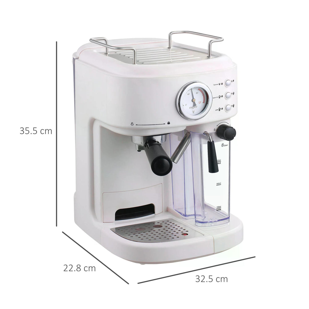 5Pc Coffee Machine, Espresso &amp; Cappuccino &amp; Latte Maker with Milk Frothing Steamer, 1.5L
