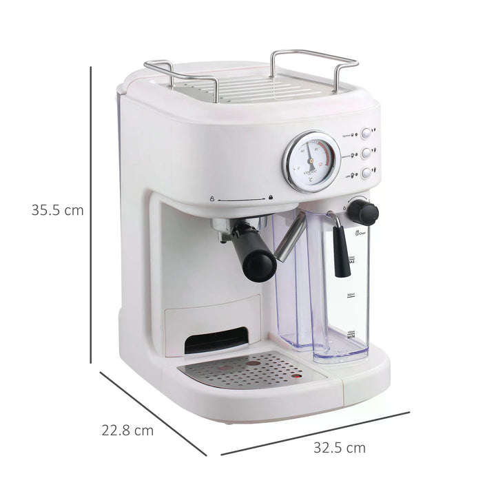 5Pc Coffee Machine, Espresso &amp; Cappuccino &amp; Latte Maker with Milk Frothing Steamer, 1.5L