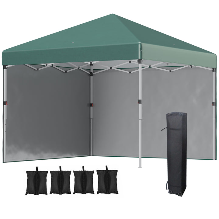 3 x 3 (M) Pop Up Gazebo with 2 Sidewalls, Leg Weight Bags and Carry Bag, Height Adjustable Party Tent Event Shelter for Garden, Patio, Green