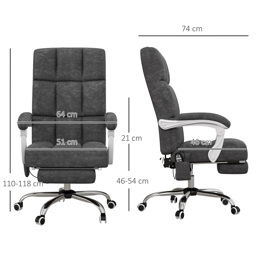 Vinsetto Executive Vibration Massage Office Chair, Microfibre Computer Chair with Armrest, 135° Reclining Back, Charcoal Grey