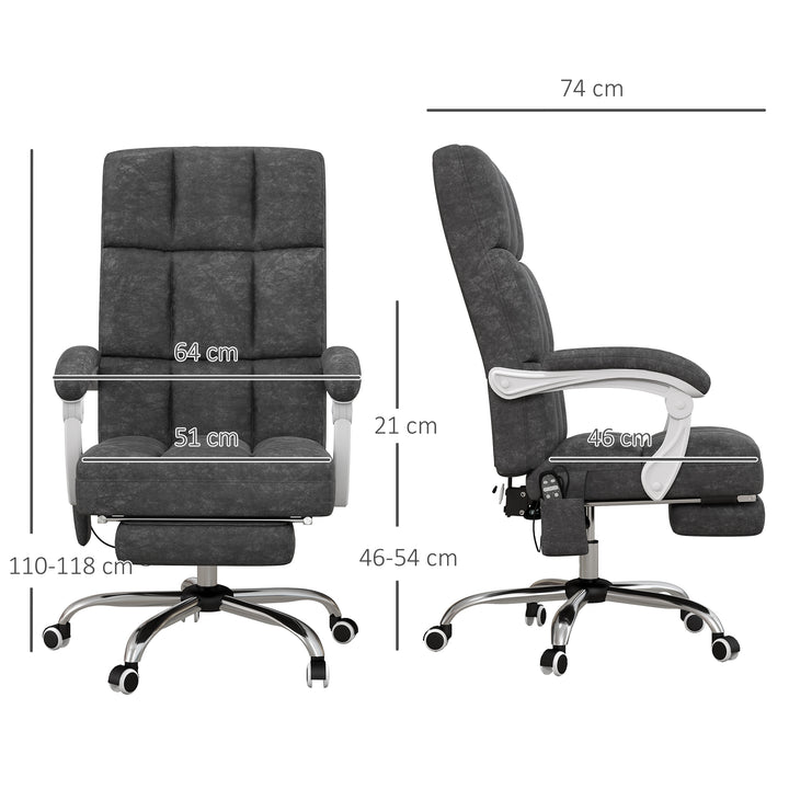 Vinsetto Executive Vibration Massage Office Chair, Microfibre Computer Chair with Armrest, 135° Reclining Back, Charcoal Grey