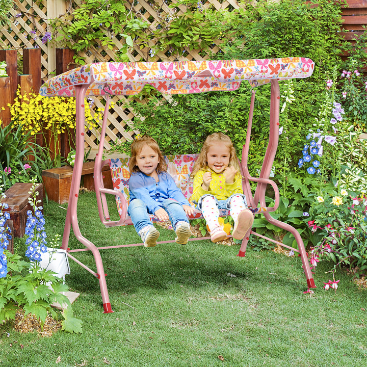 Kids Canopy Garden Swing Chair Hammock Lounge Toddler Seat Belt Awning Pink