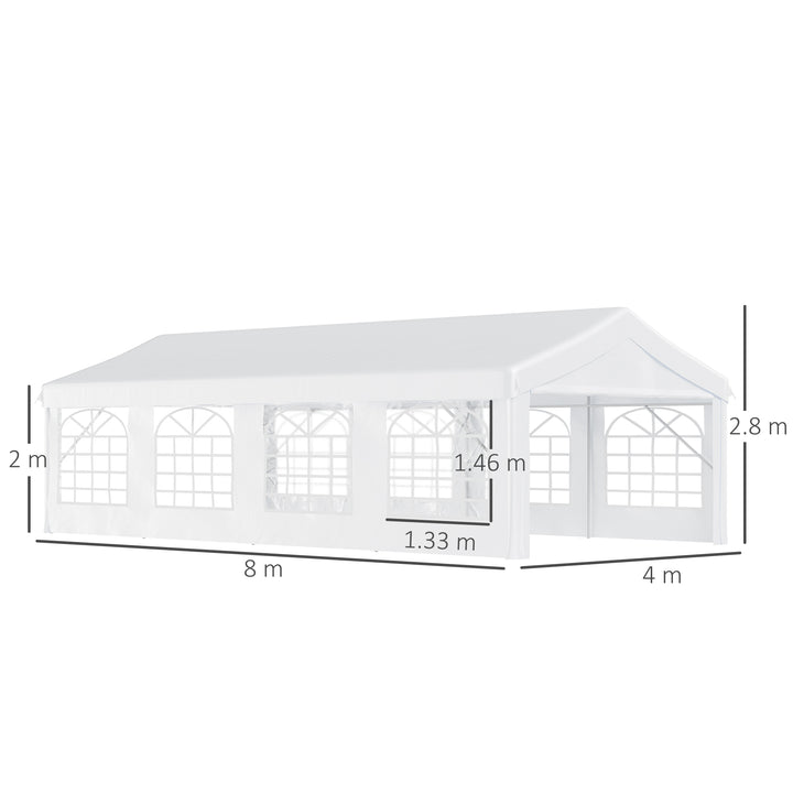 8m x 4m Garden Gazebo Marquee Party Tent Wedding Portable Garage Carport Event Shelter Car Canopy Heavy Duty Steel Frame