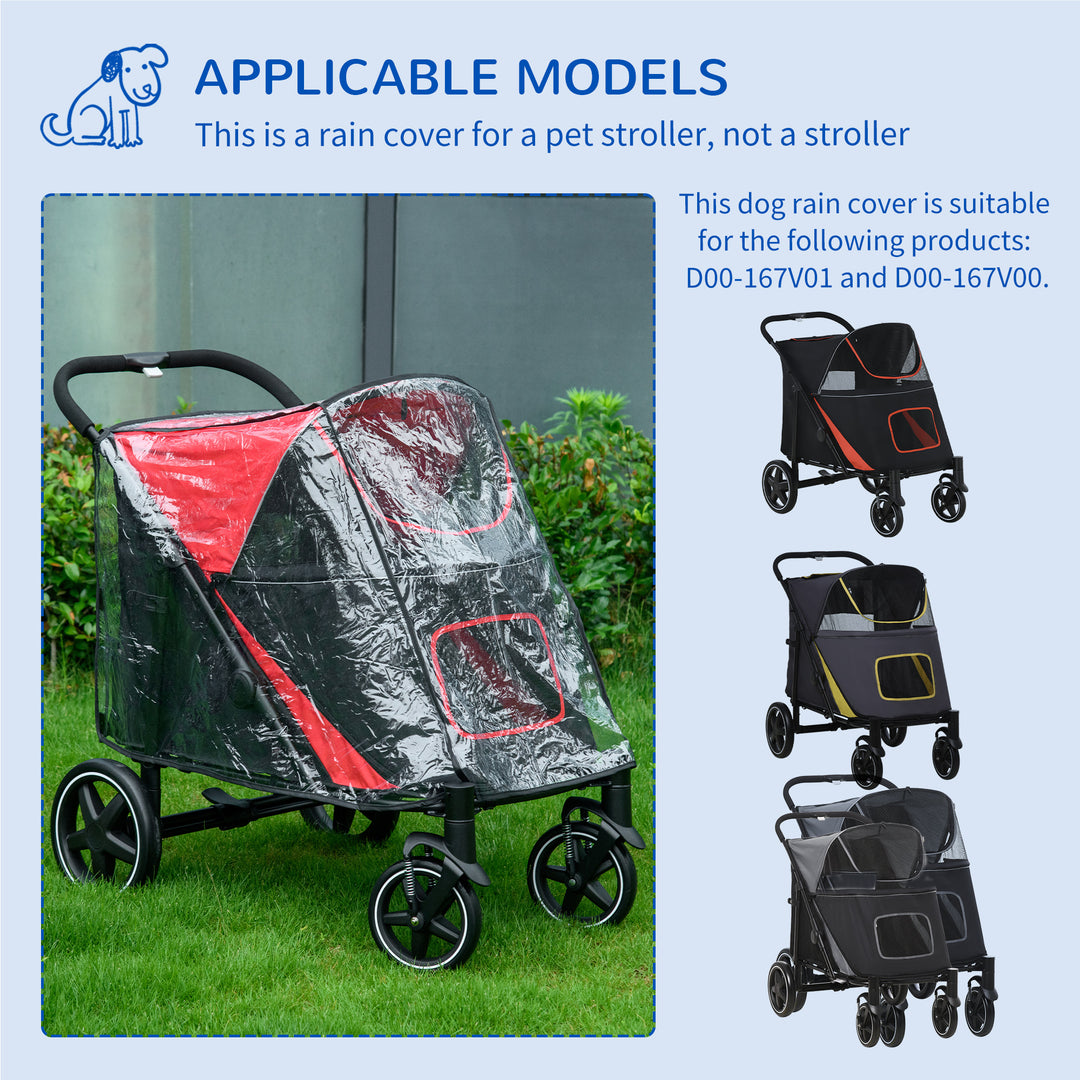 PawHut Dog Stroller Rain Cover, Cover for Dog Pram Stroller Buggy for Large Medium Dogs with Rear Entry