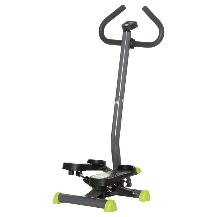 Adjustable Stepper Aerobic Ab Exercise Fitness Workout Machine with LCD Screen & Handlebars, Grey